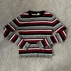 NWOT Burgundy and Grey Fitted Sweater